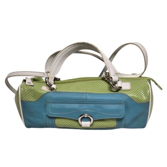 VINTAGE Y2K two tone retro barrel crossbody shoulder east‎ west bag purse - Picture 1 of 11